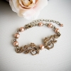 Bracelet rétro Art nouveau en métal bronze et perles nacrées 