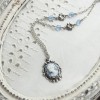 Collier vintage argenté - Camée bleu-gris et blanc