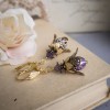 Boucles d'oreille fleurs féeriques violettes filigranées