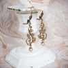 Boucles d’oreilles vintage Art Nouveau bronze et nacre rose